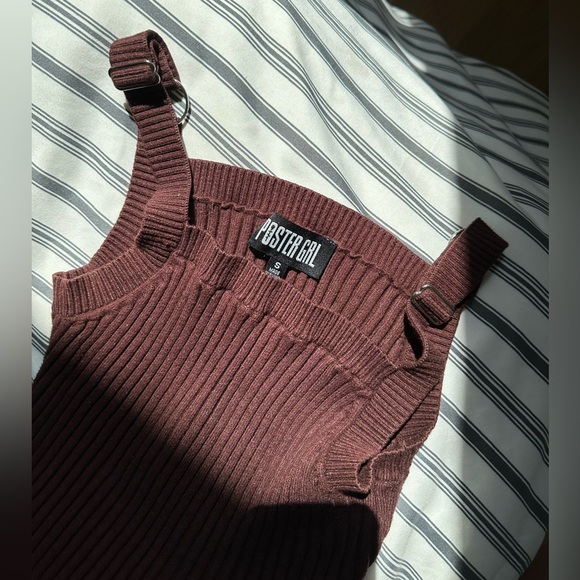 Poster Girl Chocolate Ribbed High Slit Tank Dress Size Small - Picture 5 of 5